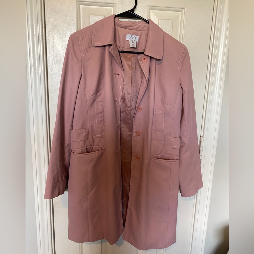 Ann Taylor LOFT Pink Trenchcoat/Raincoat